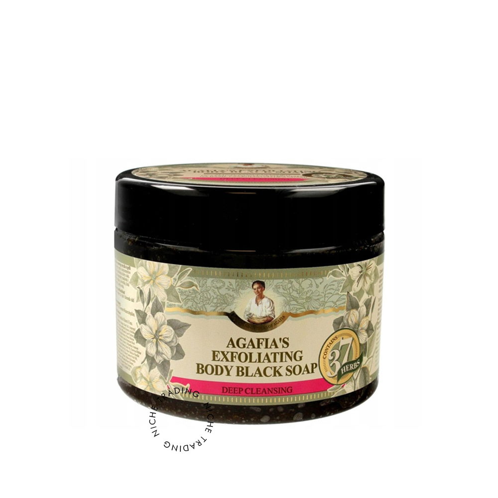 Exfoliating Agafias Body Black Soap for Deep Cleansing, 300ml - Recipes of Grandma Agafia | Niche Trading Qatar