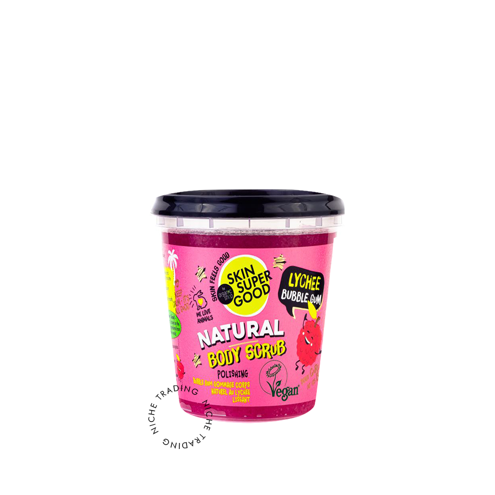 SKIN SUPER GOOD Natural Body Scrub, Lychee Bubble Gum, 360ml
