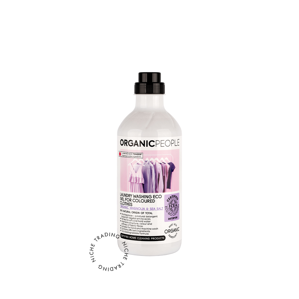 Organic People. Laundry washing eco gel for coloured clothes. Organic Magnolia & Sea salt, 1000ml