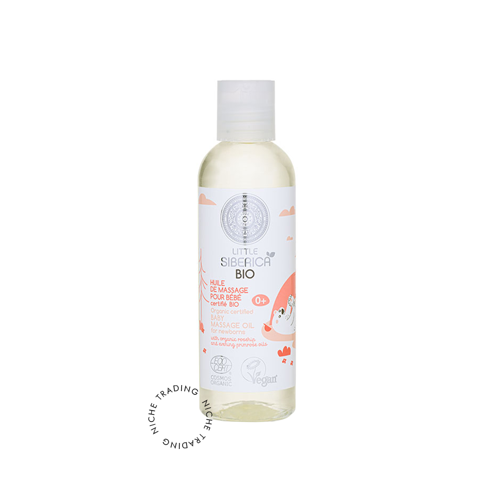 Little Siberica. Organic certified Baby massage oil for newborns, 200ml