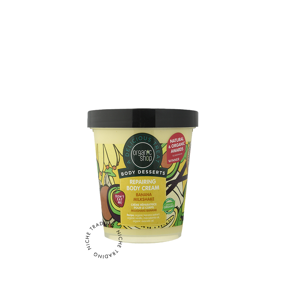 Organic Shop Body Dessert Banana Milkshake Repairing Body Cream, 450ml - Organic Shop | Niche Trading Qatar