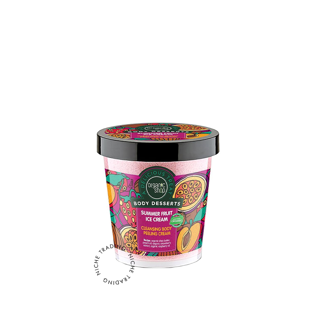 Organic Shop Body Desserts Summer Fruit Ice Cream Cleansing Body Peeling Cream, 450ml