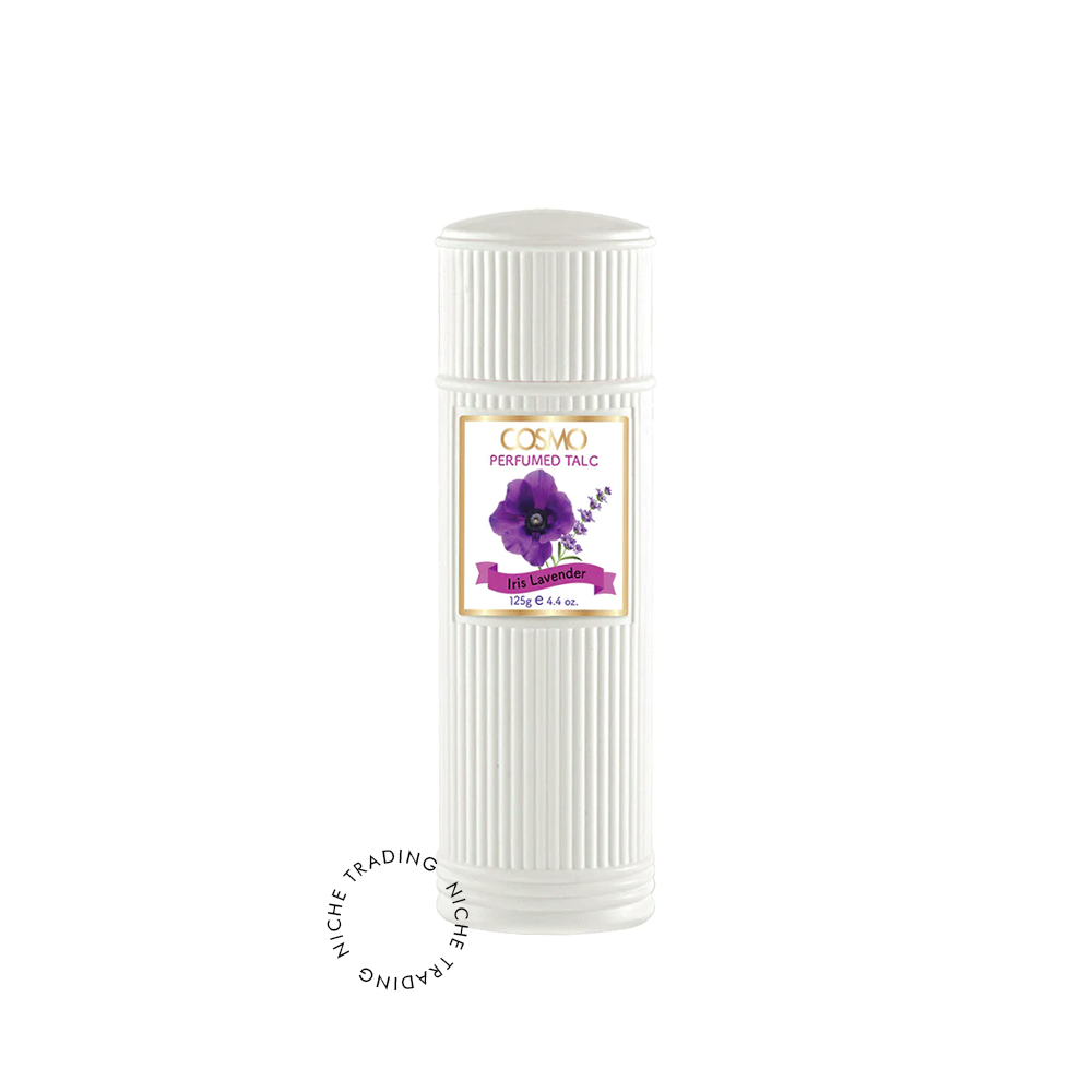 Cosmo Perfumed Talc Iris Lavender 125gm - Cosmo | Niche Trading Qatar