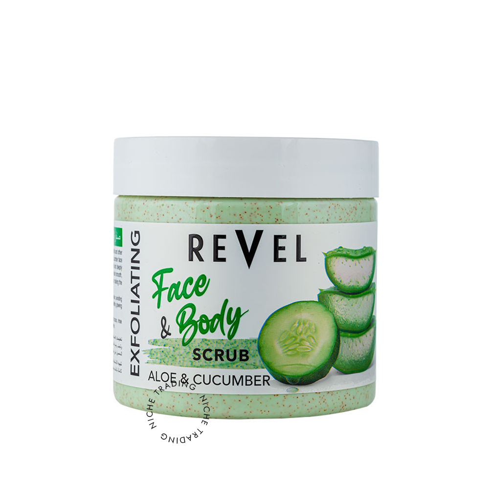 Revel Aloe & Cucumber Exfoliating Scrub Face & Body 475ml - Revel | Niche Trading Qatar