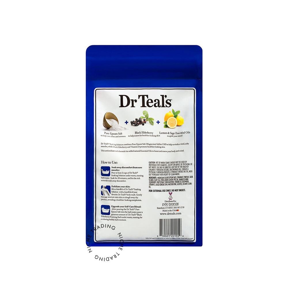 Dr Teals Dr Teals Pure Epsom Salt Soaking Solution Black Elderberry with Vitamin D & Essential Oils 1360 gm
