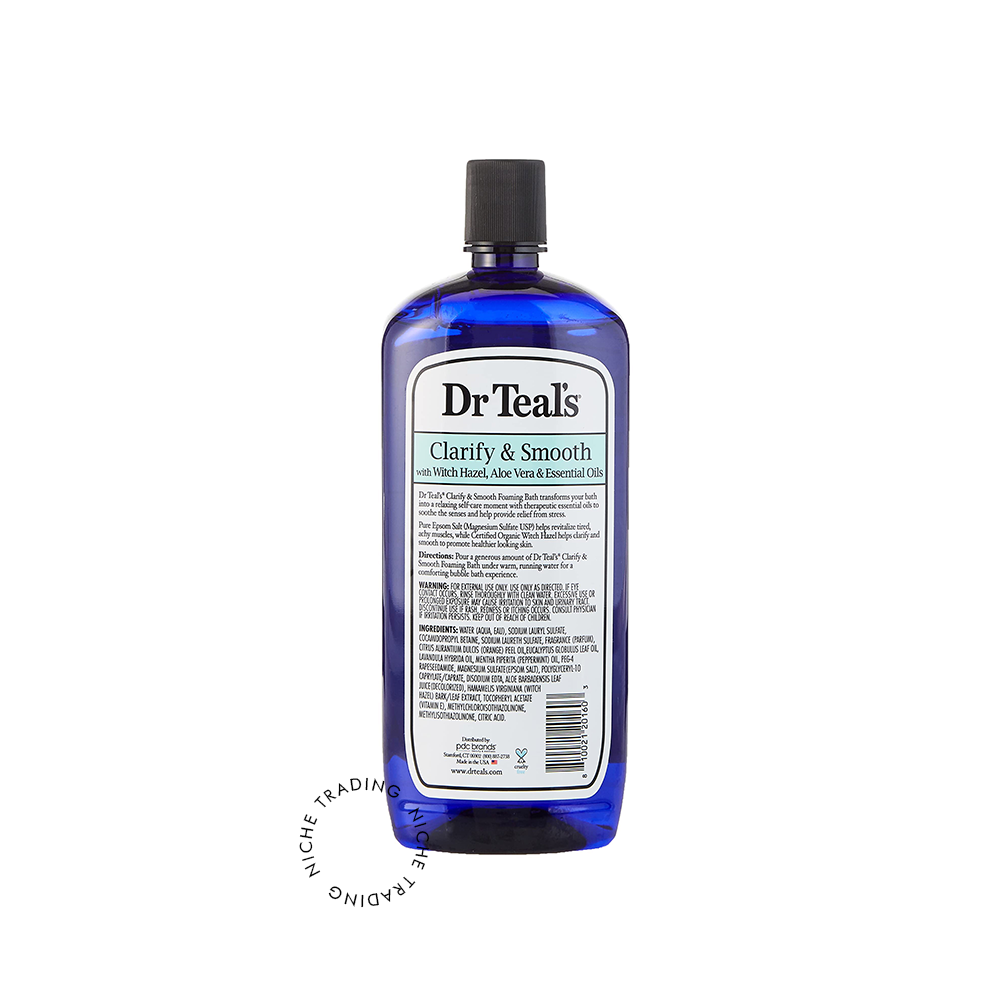 Dr Teal S Foaming Bath with Pure Epsom Salt Clarify & Smooth with Witch Hazel & Aloe Vera 1000ml